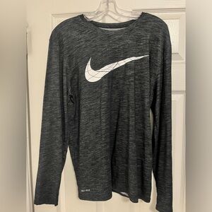 Mens Nike dri fit long sleeve shirt size large black and gray